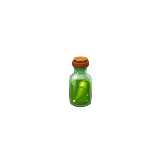 Green antidote vial with a cork — hand-painted transparent PNG game icon